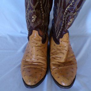 JACA BOTAS MEXICO OSTRICH QUILL LEATHER COWBOY BOOTS